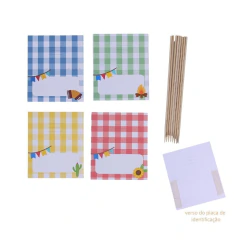 Kit Decoração Festa Junina -6 Picks Espetos + 8 Plaquinhas de Identificação de Comidas - loja online