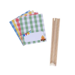 Kit Decoração Festa Junina -6 Picks Espetos + 8 Plaquinhas de Identificação de Comidas - TEM FESTEJO