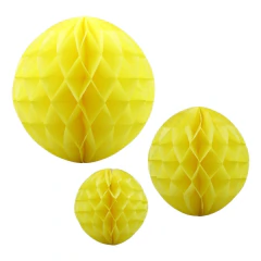 Bolas decorativas Colméia papel Amarelas 15/20/30cm (03 PEÇAS)