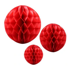 Bolas decorativas Colméia papel Vermelhas 15/20/30cm (03 PEÇAS)