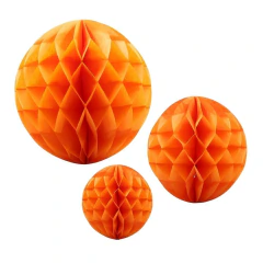 Bolas decorativas Colméia papel Laranjas 15/20/30cm (03 PEÇAS)