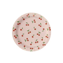 PRATO PAPEL CEREJAS ROSA (8 UNIDADES)