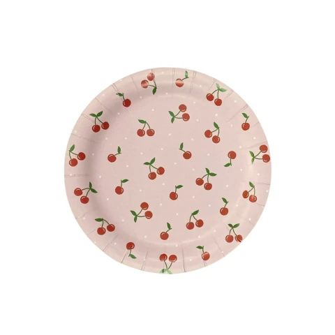 PRATO PAPEL CEREJAS ROSA (8 UNIDADES)