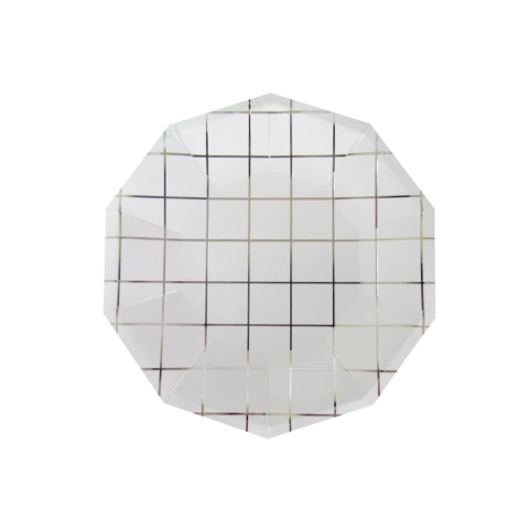 prato; prato de pape; prato de papel descartável; prato descartável; pratinho para festa; prato papel prata; prato papel descartável prata; festa espaço; festa astronauta; festa bodas de prata; festa adulto; prato prata grid