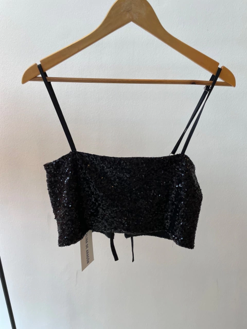 Crop Top Black Rose-Lentejuelas