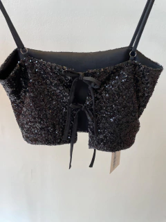 Crop Top Black Rose-Lentejuelas - comprar online