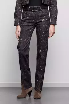 Pantalon Front Split Green Print en internet