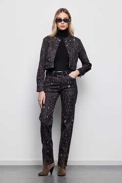 Pantalon Front Split Green Print - comprar online