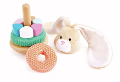 Conejo apilable en madera y peluche - comprar online