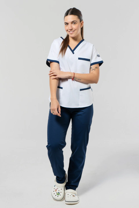 Ambo Paz blanco con azul