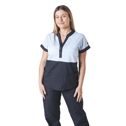 Ambo Paulina celeste con negro