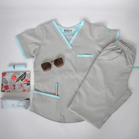 Ambo Paz gris con verde agua