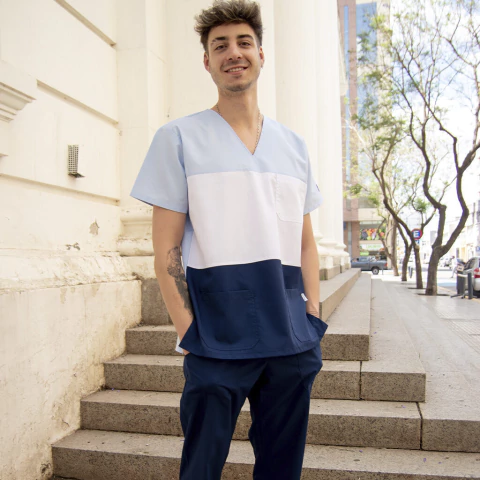 Ambo Bruno celeste con azul y blanco