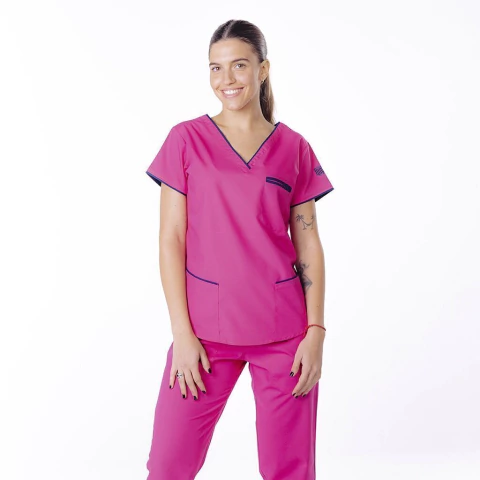 Ambo Luz fucsia con azul marino