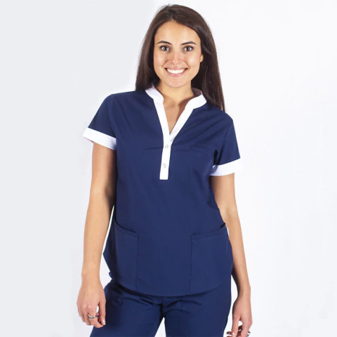 Ambo Zoe azul con blanco