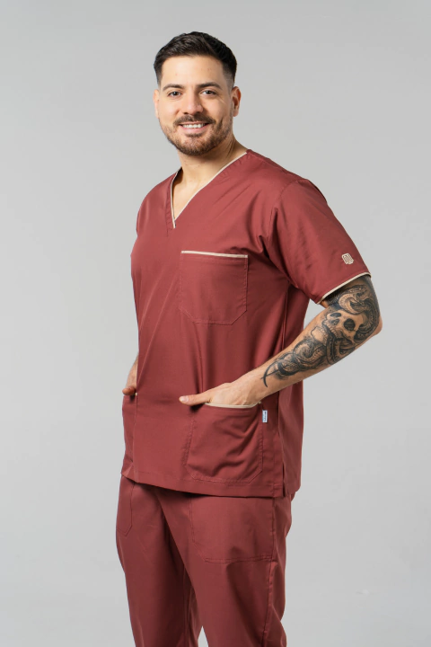 Ambo Leo bordo claro con beige arena