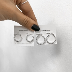 ARGOLLAS BOLITAS M DE ACERO BLANCO - comprar online