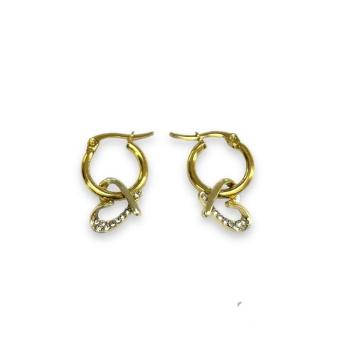 ARGOLLAS CON DIJE CORAZON STRASS DE ACERO DORADO