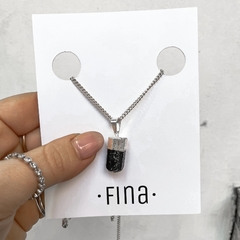 DIJE TURMALINA DE ACERO BLANCO - Fina Joyas