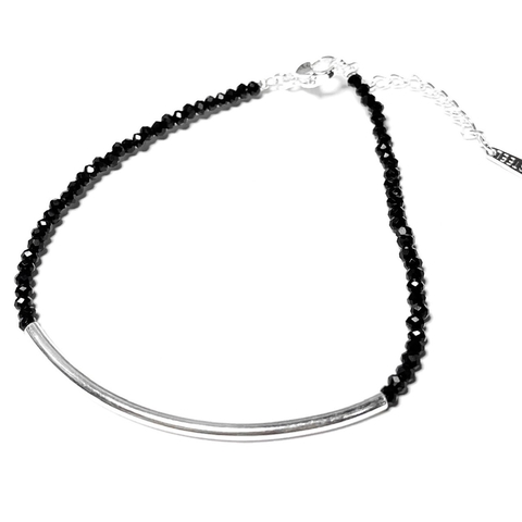 PULSERA CHECA LINE BLACK DE ACERO BLANCO