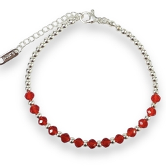 PULSERA BOLITAS CRISTAL RED UNA Y UNA DE ACERO BLANCO - comprar online