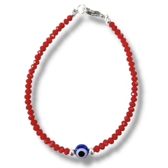 PULSERA CRISTAL OJO RED 3MM DE ACERO BLANCO - comprar online