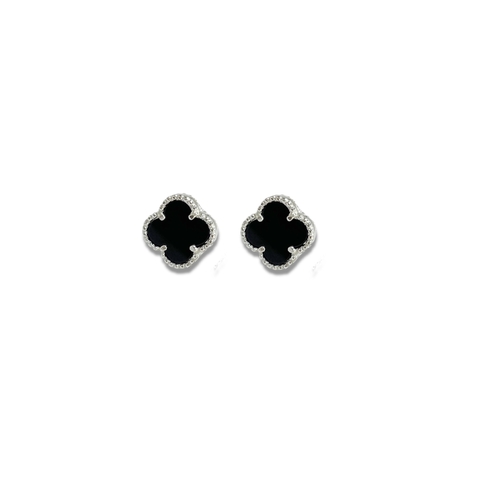 AROS TREBOL VC BLACK S DE PLATA 925 - comprar online