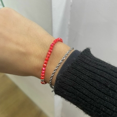 PULSERA ELASTIZADA CARMIN DE ACERO QUIRURGICO en internet