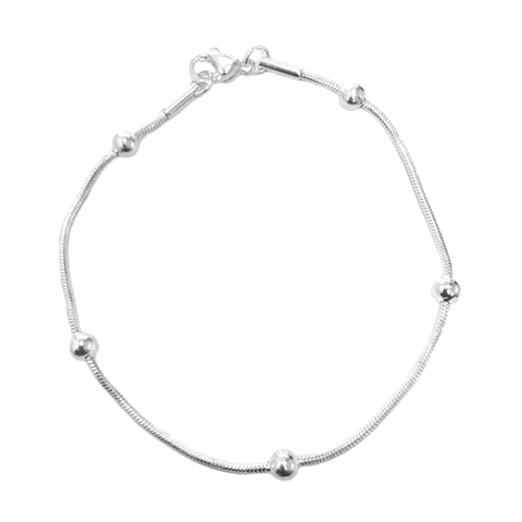 PULSERA BOLITAS RATON DE ACERO BLANCO - comprar online