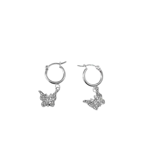 ARGOLLAS CON DIJE BUTTERFLY SHINE DE ACERO BLANCO
