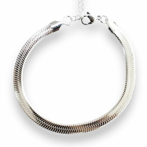 PULSERA CINTA CHATA 5MM DE ACERO BLANCO - comprar online