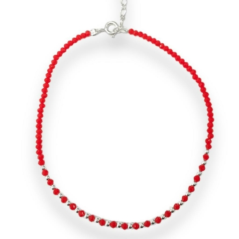 TOBILLERA CRISTAL RED DE PLATA 925