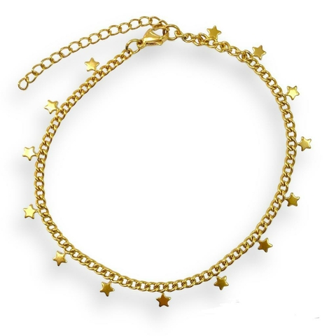TOBILLERA CHAPITAS DE ACERO DORADO