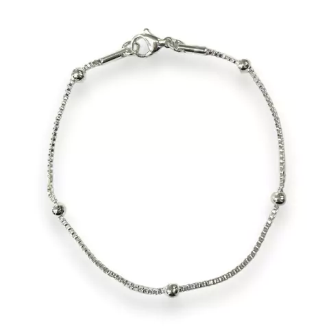 PULSERA VENECIANA BOLITAS DE ACERO BLANCO - comprar online