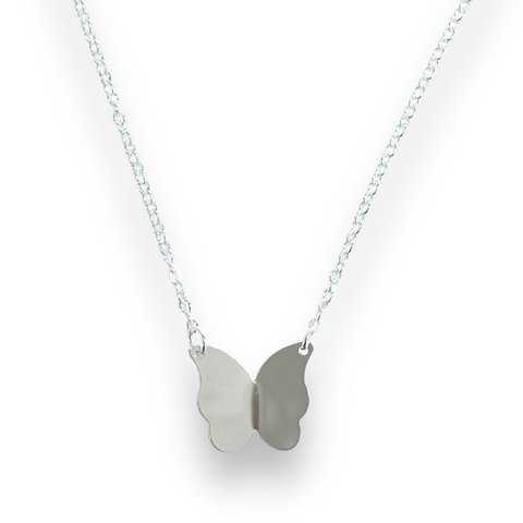 COLLAR BUTERFLY LISO DE ACERO BLANCO