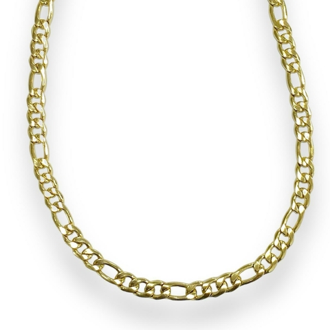 CADENA FIGARO GOLD 60CM 7MM DE ACERO DORADO