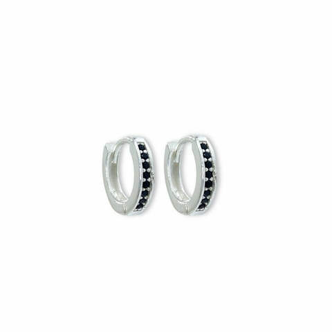 ARGOLLAS SHINE BLACK XS 10MM DE PLATA 925