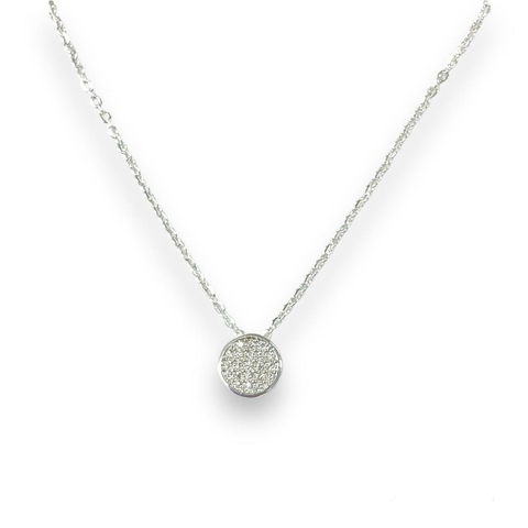 COLLAR CIRCLE SHINE PAVE DE ACERO BLANCO