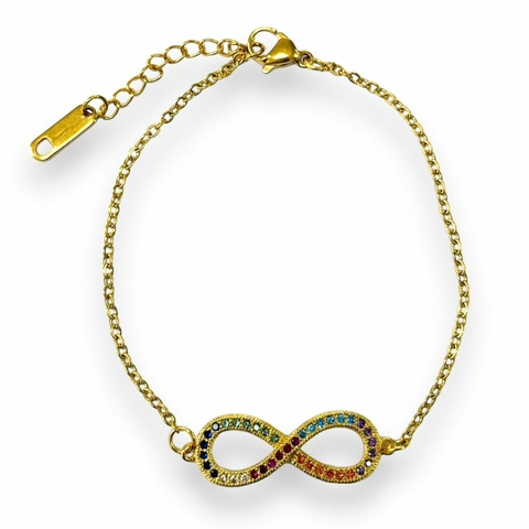 PULSERA INFINITY COLORS DE ACERO DORADO - comprar online