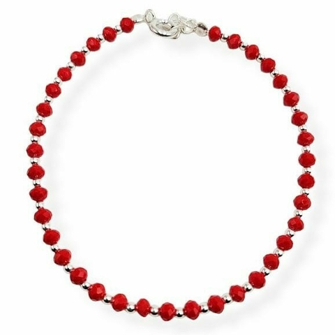 TOBILLERA CRISTAL RED M DE PLATA 925
