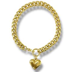 PULSERA GRUMET BIG CON DIJE HEART DE ACERO DORADO