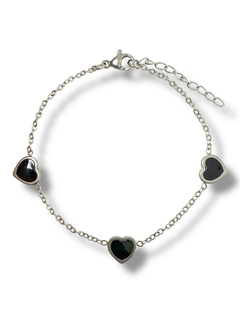 PULSERA HEARTS BLACK DE ACERO QUIRURGICO