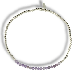 PULSERA ELASTIZADA AMATISTA DE PLATA 925