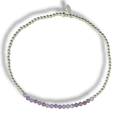 PULSERA ELASTIZADA AMATISTA DE PLATA 925 - comprar online
