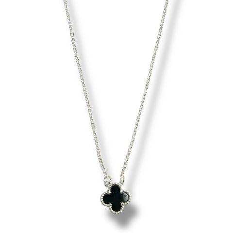 COLLAR TREBOL VAN BLACK DE ACERO BLANCO - comprar online