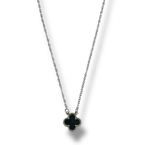COLLAR TREBOL VANC BLACK DE ACERO QUIRURGICO