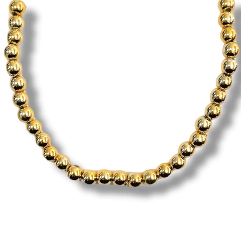 COLLAR BOLAS 6MM 40CM DE ACERO DORADO - comprar online