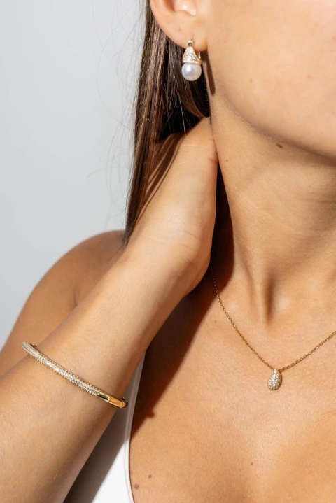 SET DROP PEARL GOLD DE ACERO DORADO - comprar online