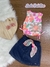 Conjunto Infantil Blusa Estampa Floral e Short-Saia Marinho- CINTI 12250