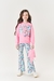 Conjunto Infantil Rosa Blusa Moleton Calça Flare + Bolsinha Dino - CINTI 12364 na internet